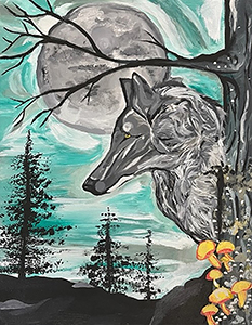 Image of Ava Billings acrylic painting, Wolf.